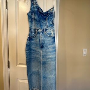 Her Bottari One Shoulder Long Dress - Denim Design - Large